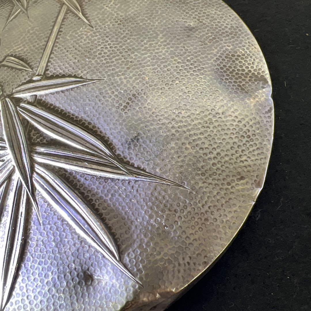 専用　sterling刻印　竹図手鏡　440g 東Y7-1223☆2Fトコチサ