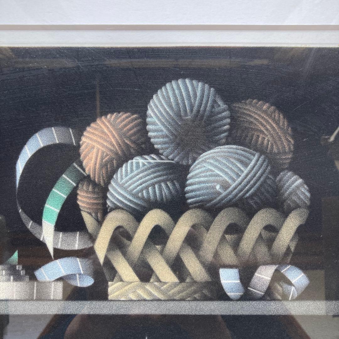 マリオ・アバチ　アテネのパルテノン神殿と毛糸の玉 額縁60×52絵34×27CM