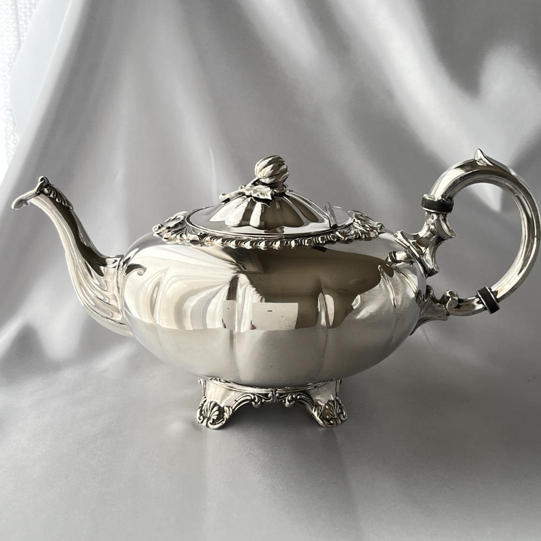 【Haddon】メロンフォルムのティーサービス 4点【シルバープレート】