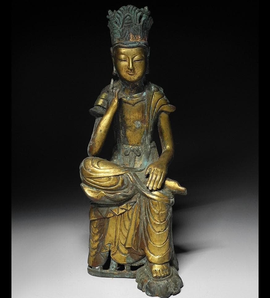 【新羅仏】◆金銅半跏思惟像 仏像◆検）天平仏 飛鳥仏 百済仏 空海 法然 千利休