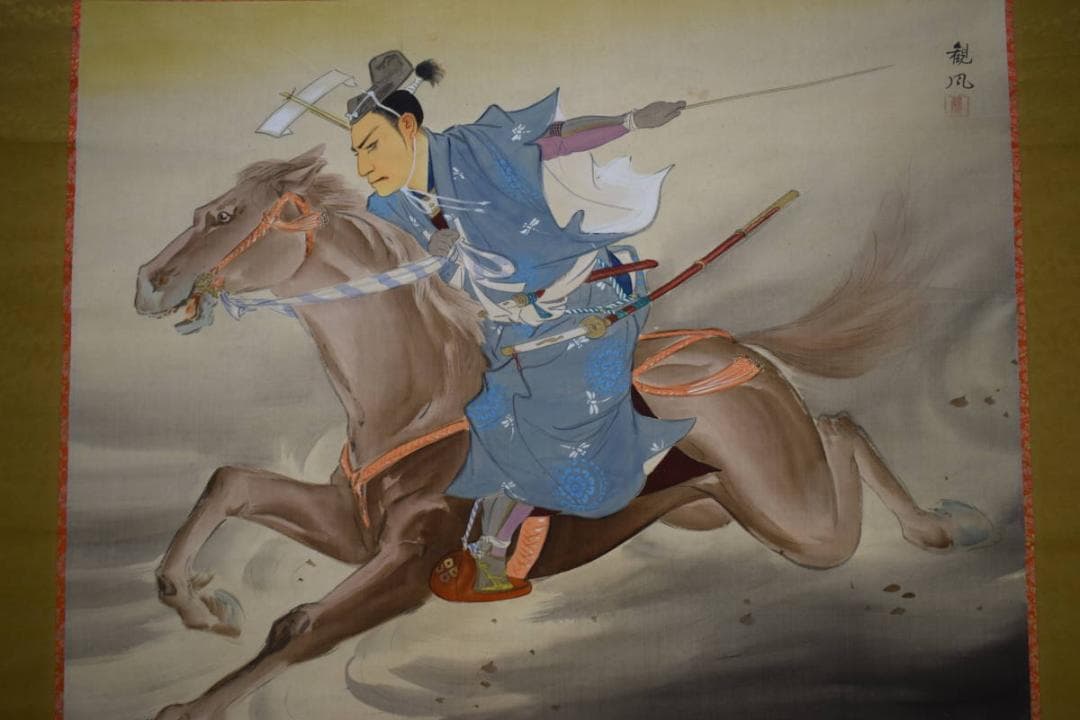 真作/観風/親鸞聖人/神鹿/春日明神/岡崎/能舞図/大幅/布袋屋掛軸HK-77