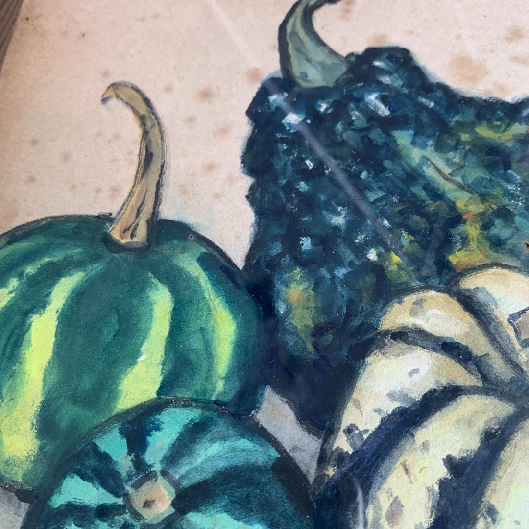 西岡瑞穂 「観賞かぼちゃ」直筆サインあり 洋画家 Kansho Kabocha