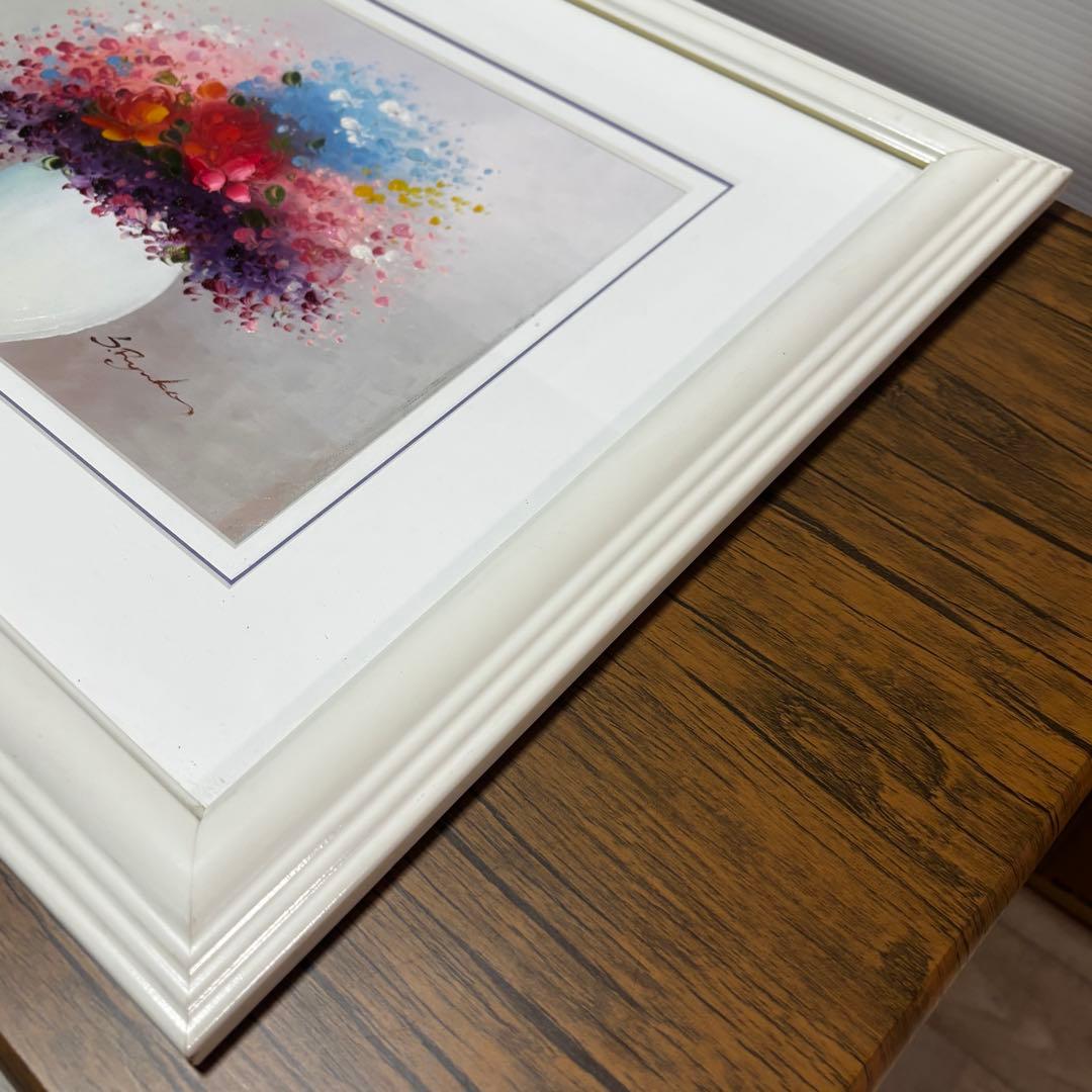 中龍子　油絵　額装　絵画　花　静止画　美術品