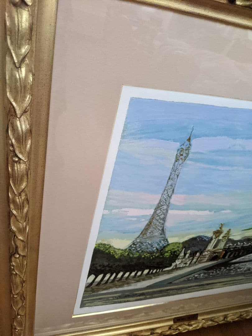 絵画　エッフェル塔とアイリス