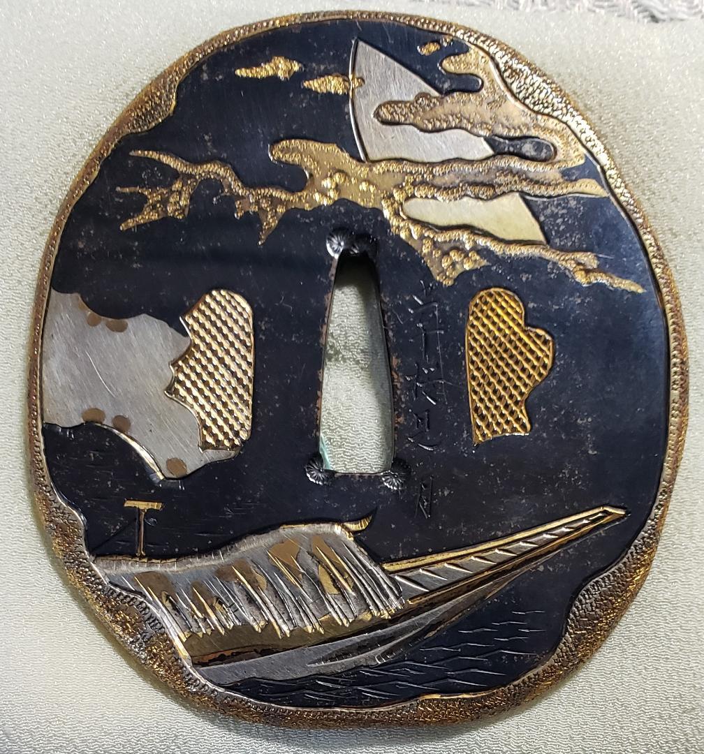 ★処分価格★◆加納夏雄 『壬午桜見の月』鍔◆検） 海野勝珉 後藤一乗 正阿弥勝義