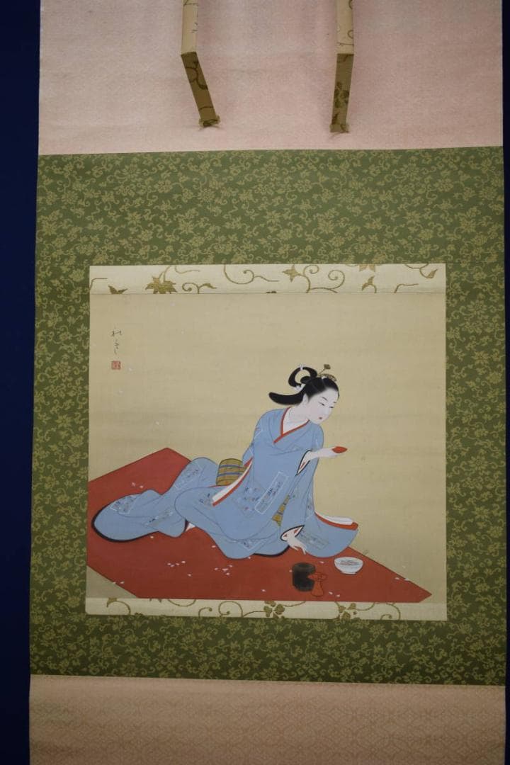 真作/秋逸/観桜の盃/觀櫻の盃/布袋屋掛軸HH-9