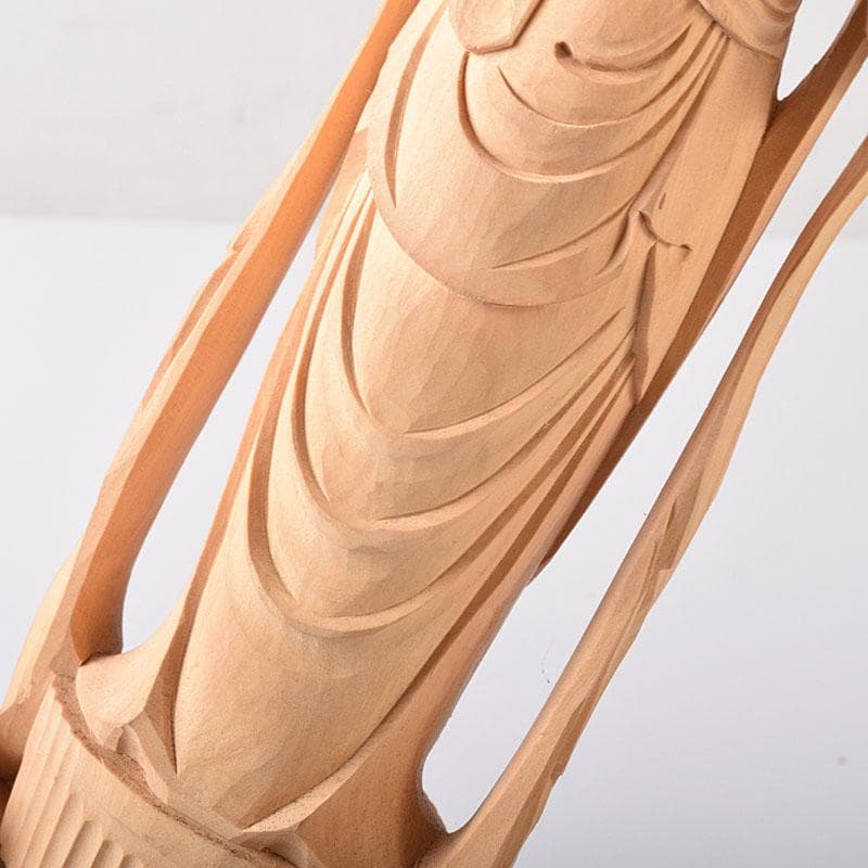 仏教美術　木彫　観音菩薩像　仏像　置物　木箱付　C　7604C