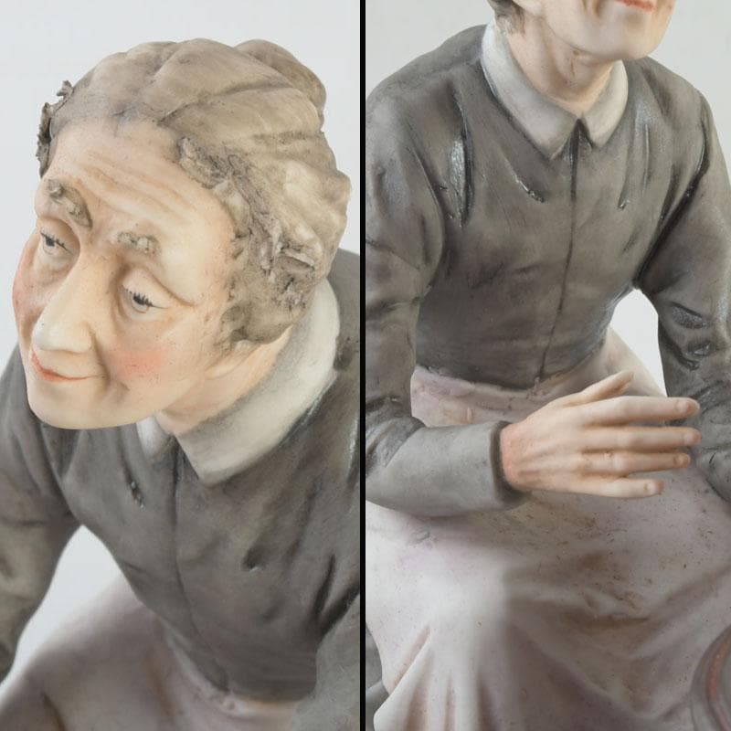 陶器人形　フィギュリン　青年と老婆　置物　C　9304A