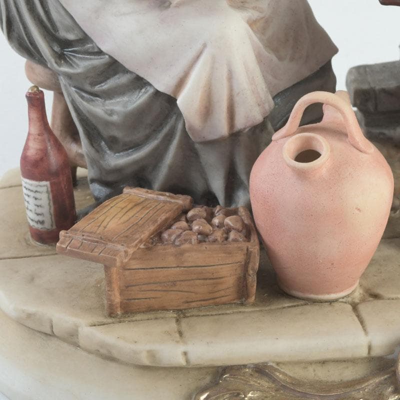 陶器人形　フィギュリン　青年と老婆　置物　C　9304A