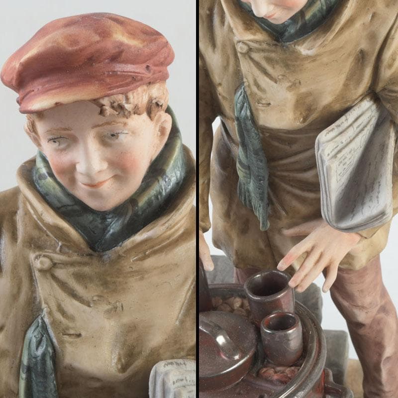 陶器人形　フィギュリン　青年と老婆　置物　C　9304A