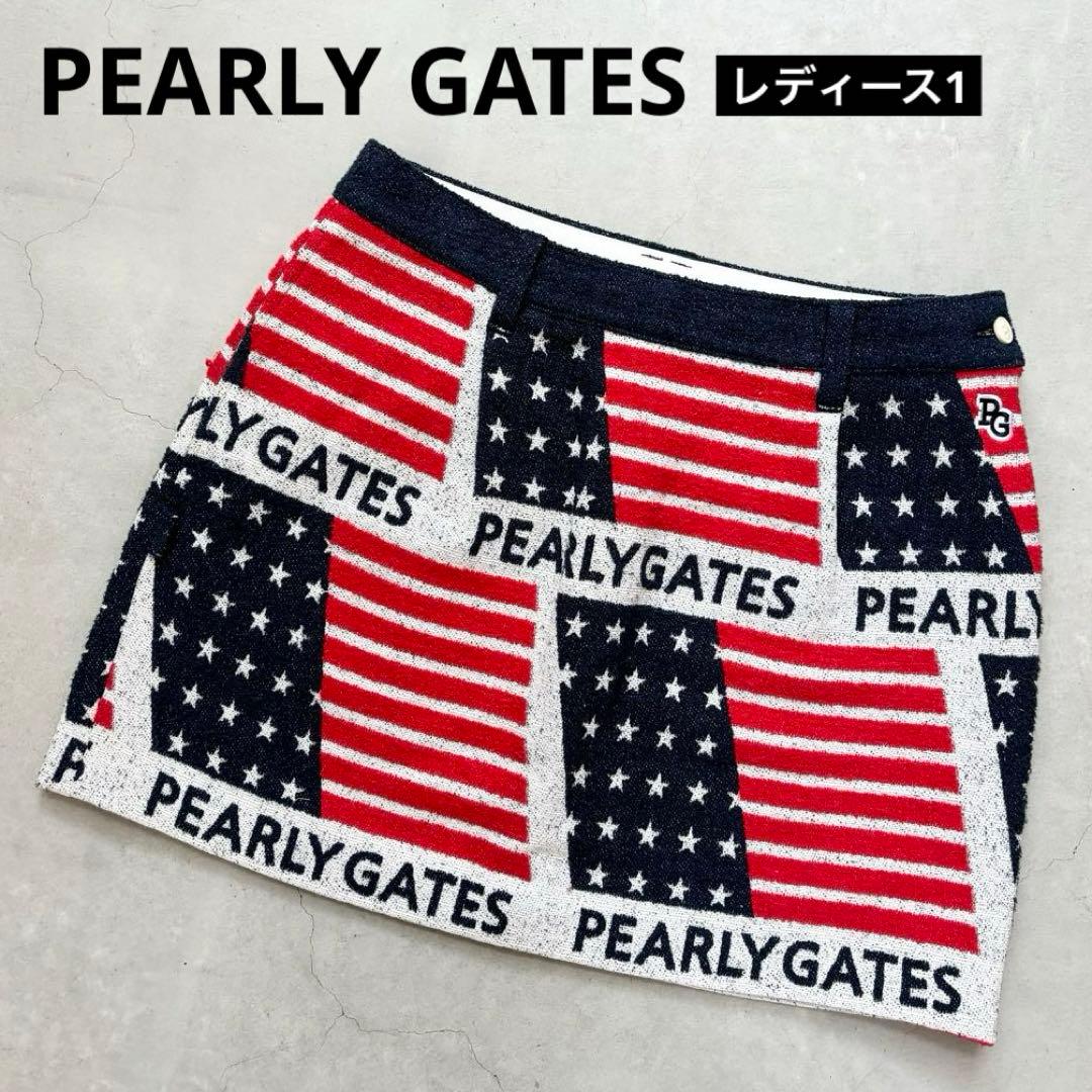 【美品】PEARLY GATES パーリーゲイツ 星条旗柄 スカート ペチコート
