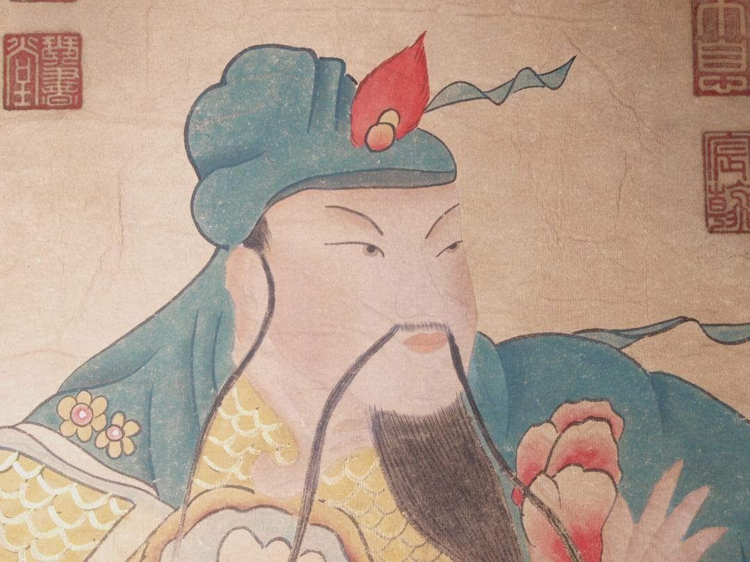 【骨董掛け軸】人物図 中国時代　忠義千秋 肉筆保證 掛け AK971A12-3