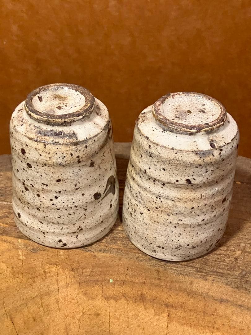 唐津　刷毛目　絵付　湯呑み2個セット