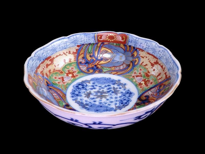 大聖寺伊万里　金襴手　福良雀の図　膾皿　５客　260AS-CXl