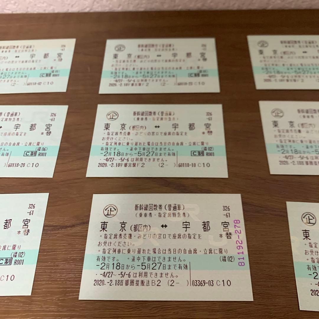 【コレクション用】東京⇄宇都宮新幹線回数券　12枚セット　分割も可