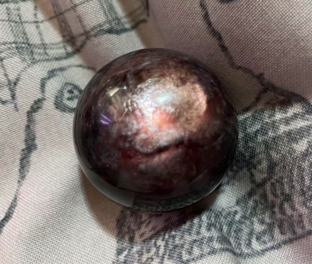 天然石　バイカラー　パープルマイカ　スフィア　丸玉　レピドライト　雲母