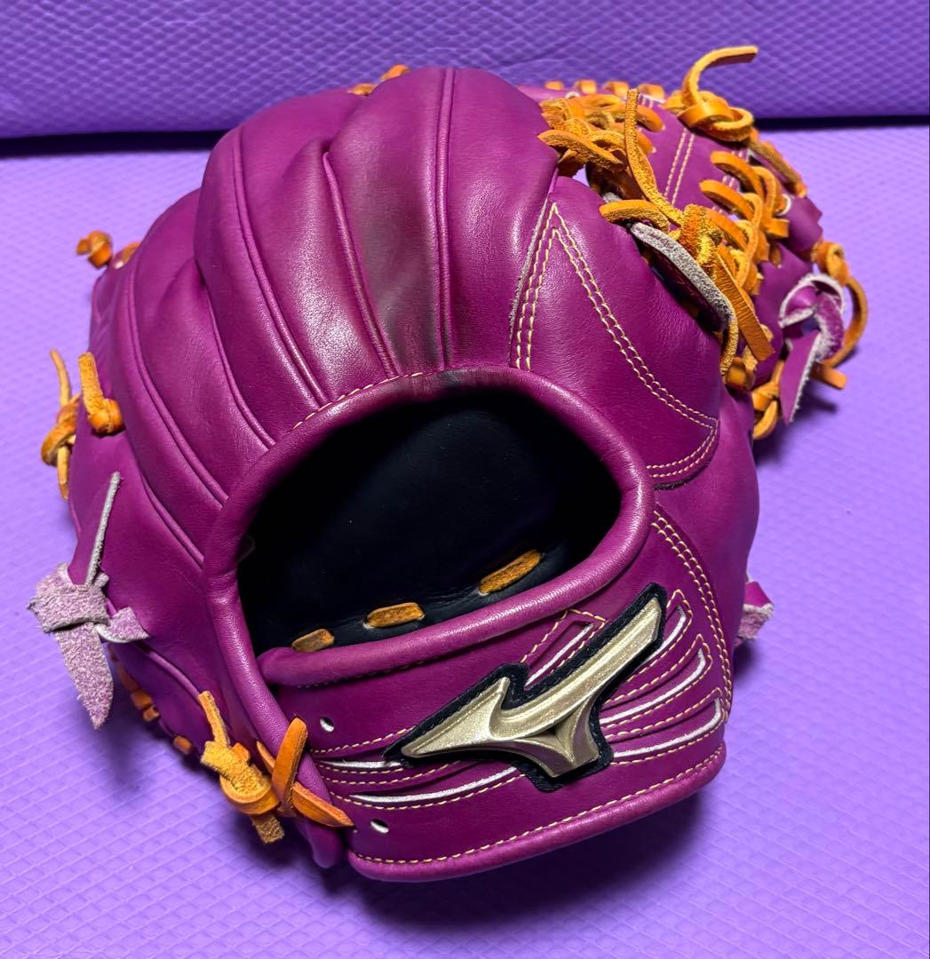 ミズノ　グローバルエリート　軟式　オーダー　グローブ　岸モデル　ラズベリー