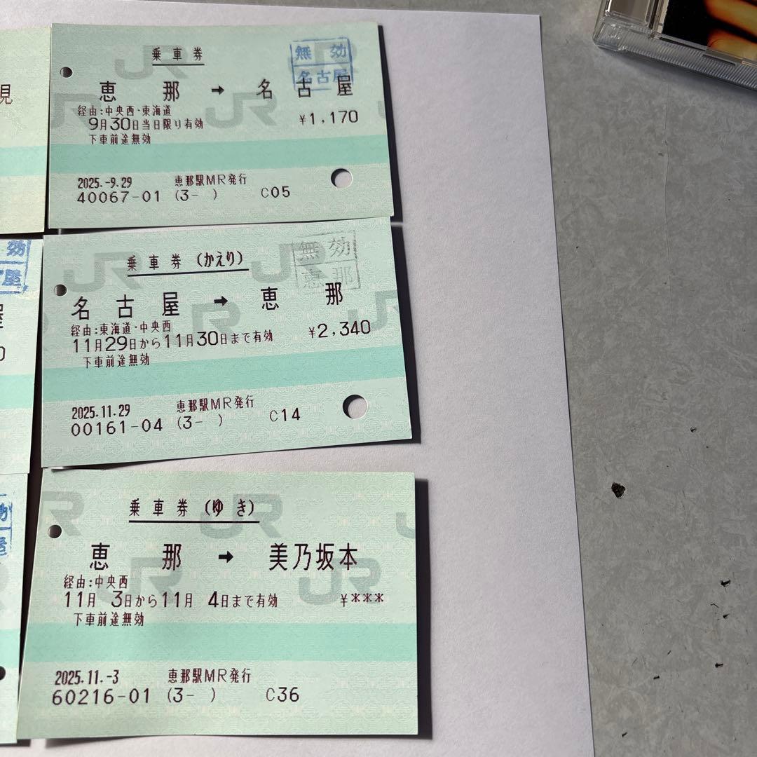 名古屋・恵那間鉄道乗車券セット