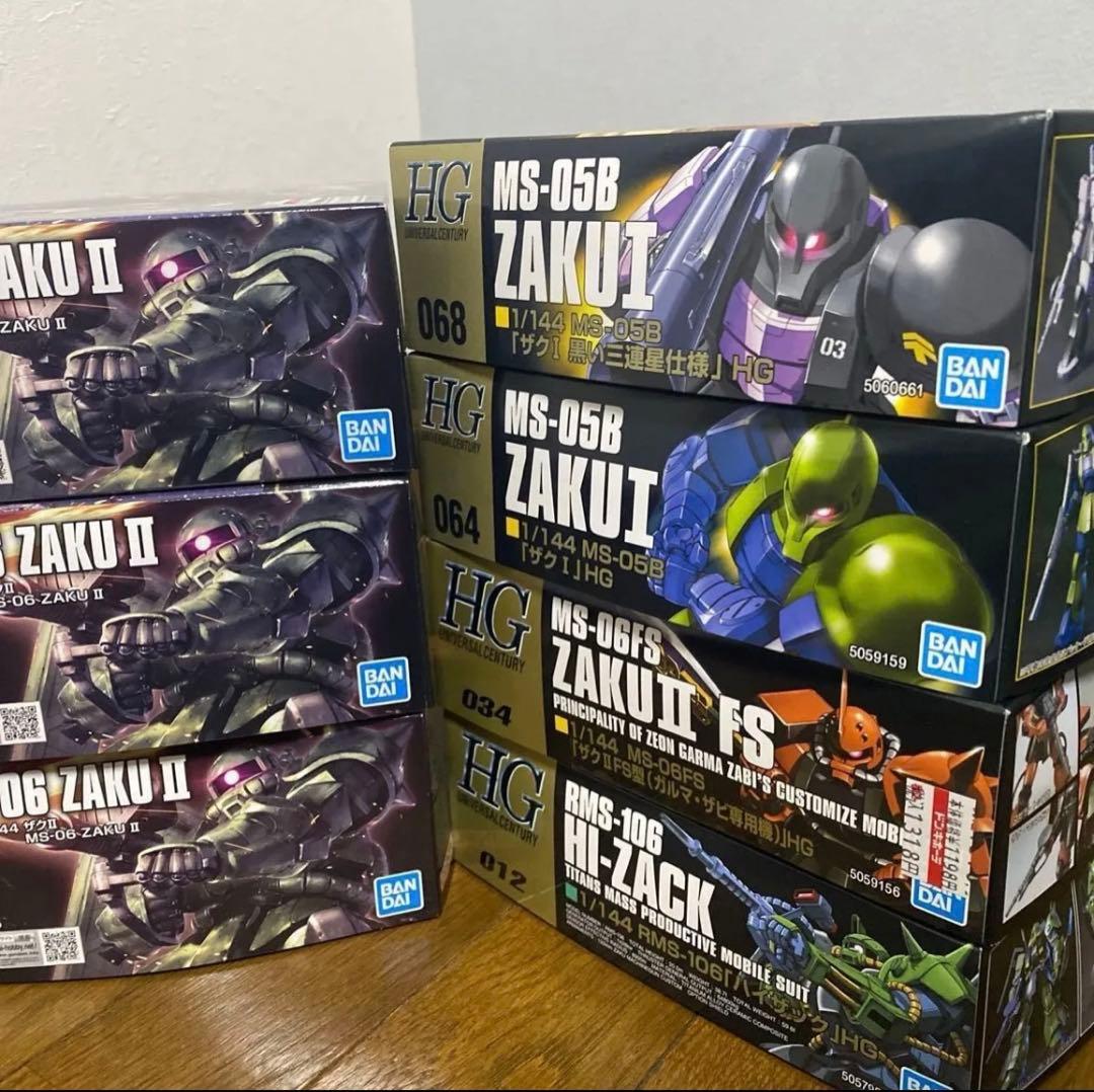 HGザク 7個 + デカール×2 まとめ売り ザクI ザクⅡ ザクIIFS