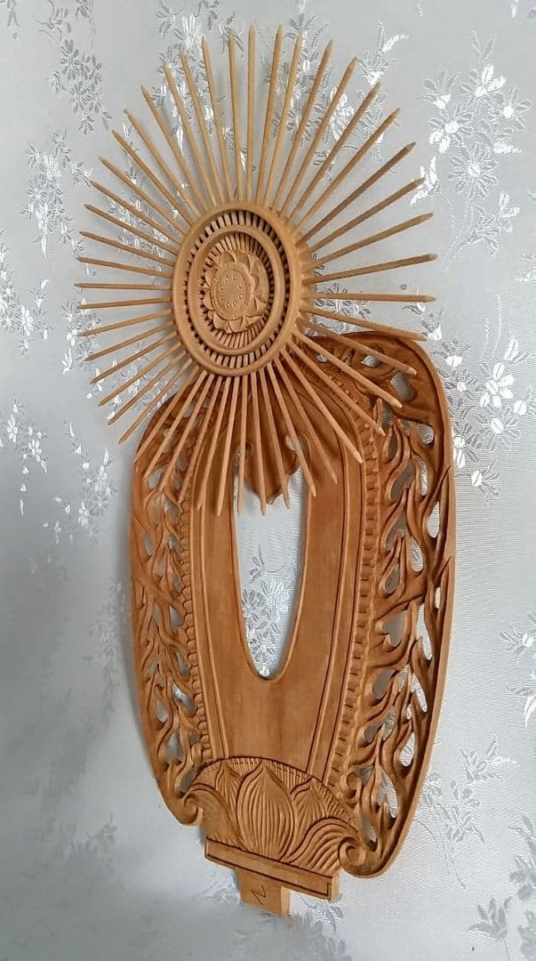 光背のみ#554 立像6.0寸用 放射光 火焔 透し彫◆白檀 木彫 仏像付属品