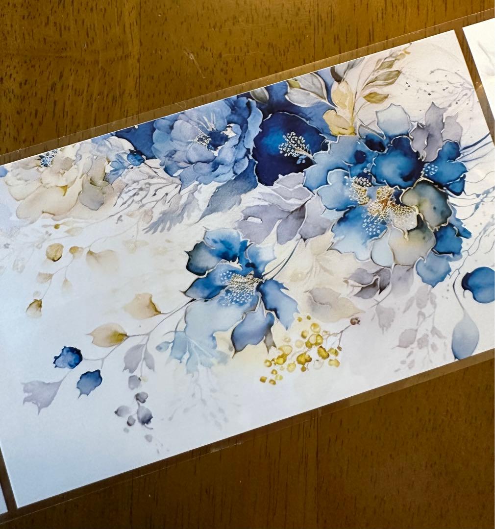 ❌即購入不可❌ 海外マスキングテープ 花雾微蓝9cm*200cm No.104