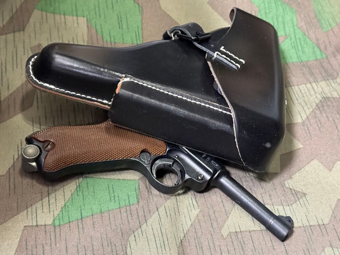 WWⅡ ドイツ軍 ルガーP08用ホルスター（レプリカ）黒色★刻印有り★降下猟兵