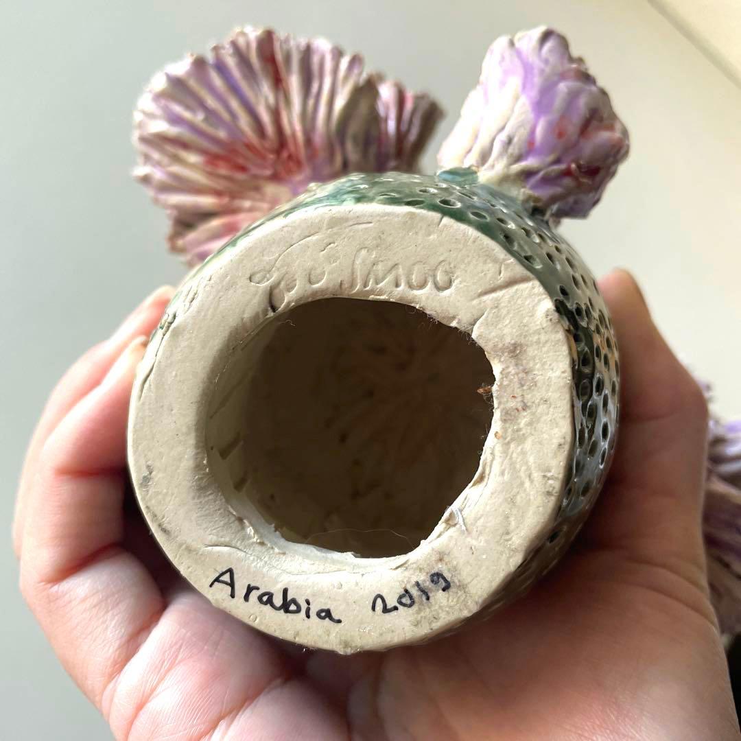 ※最終SALE※超希少！マリアンネフオタリ　サボテンの花　陶器置物アラビア