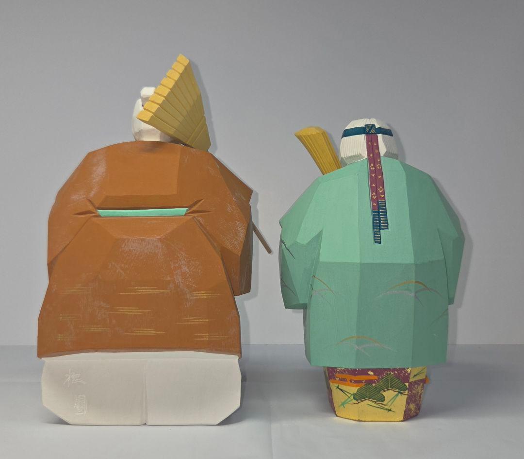 高砂　奈良一刀彫　人形　木工　金箔　松園