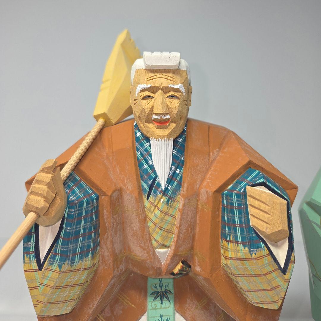 高砂　奈良一刀彫　人形　木工　金箔　松園