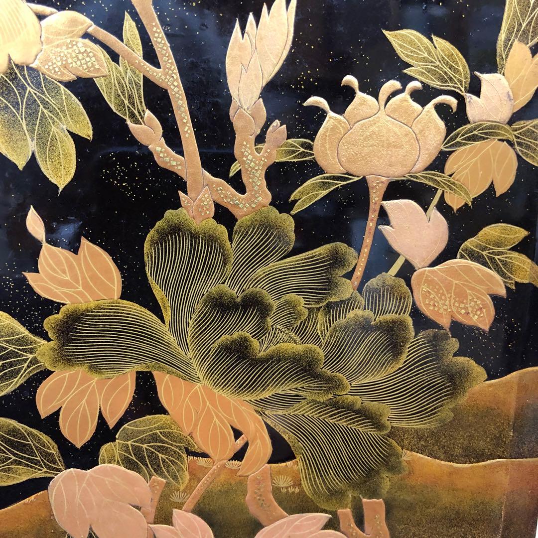 金蒔絵お重　漆器　木製　花鳥図柄　唐獅子図柄　五段重別蓋付き　共箱無