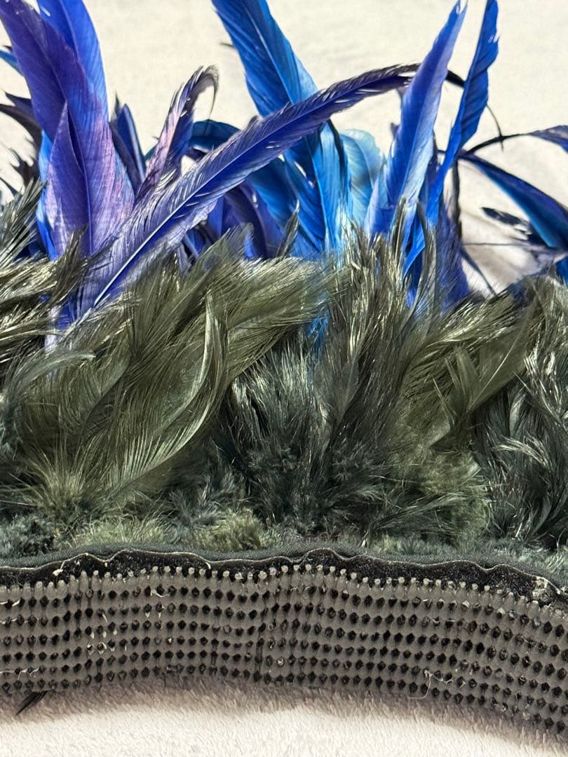 タヒチアンダンス　羽根　ヒップベルト　ブルー　黒　衣装