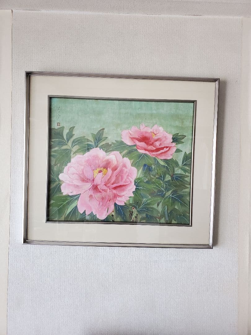 絵　額縁　牡丹　ボタン　縁起物