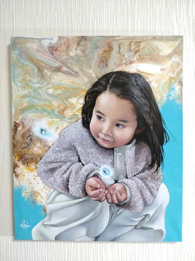 油絵/人物画【雪虫】1点物の原画◆作者サイン入り/F8号キャンバス