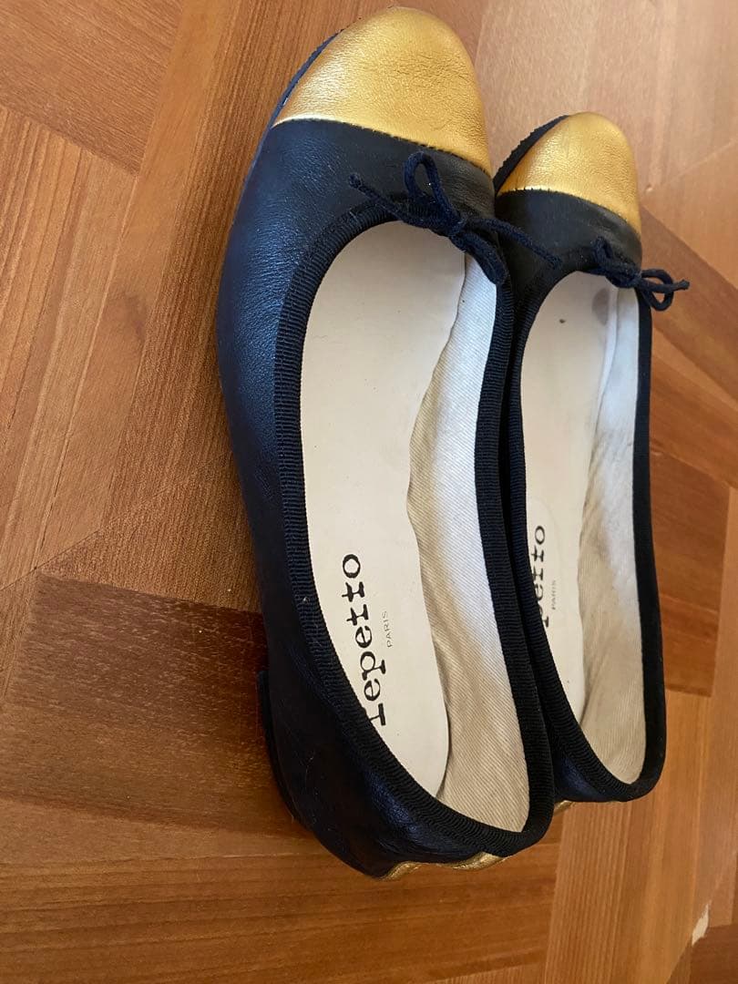 【値下げ】Repetto バレエシューズ 黒/金　37.5