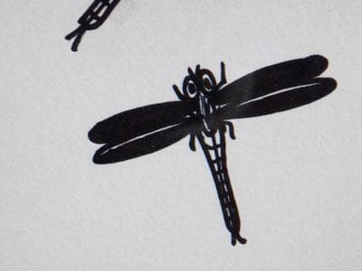 山下清　トンボ　ペン画　3号色紙　額装　山下清鑑定委員会証　額装