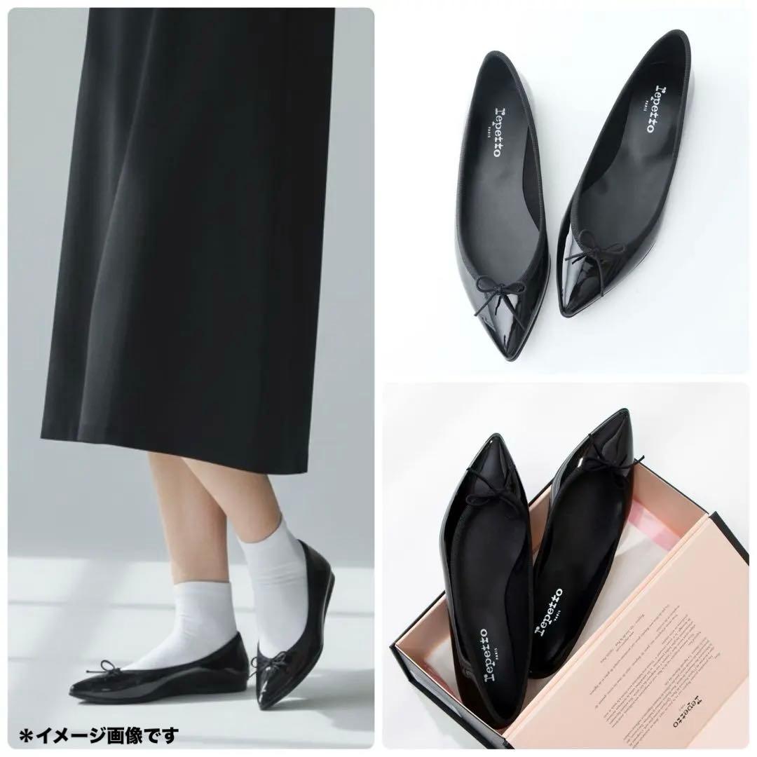 repetto レペット JUNON バレエシューズ ブラックエナメル　牛革