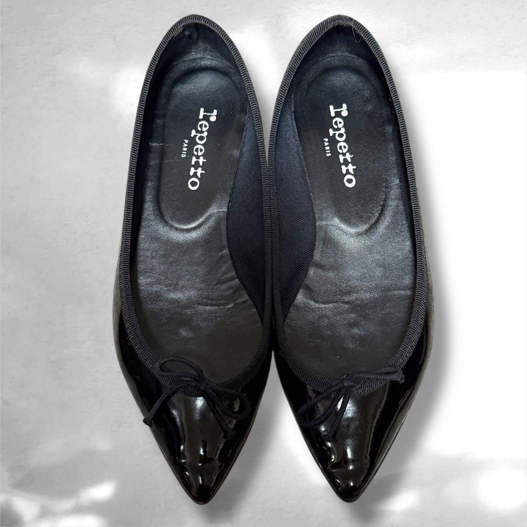repetto レペット JUNON バレエシューズ ブラックエナメル　牛革