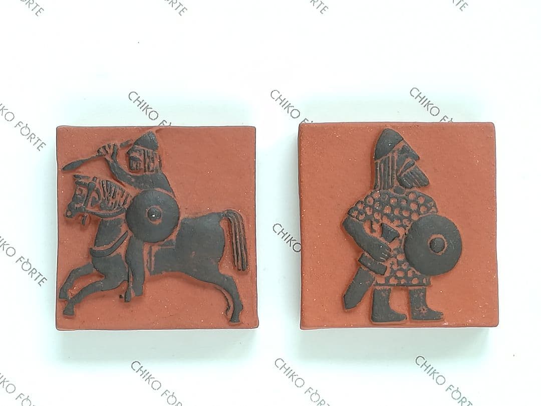 ☆ヴィンテージ☆ ヴァイキングデザインのテラコッタ・タイル 4点