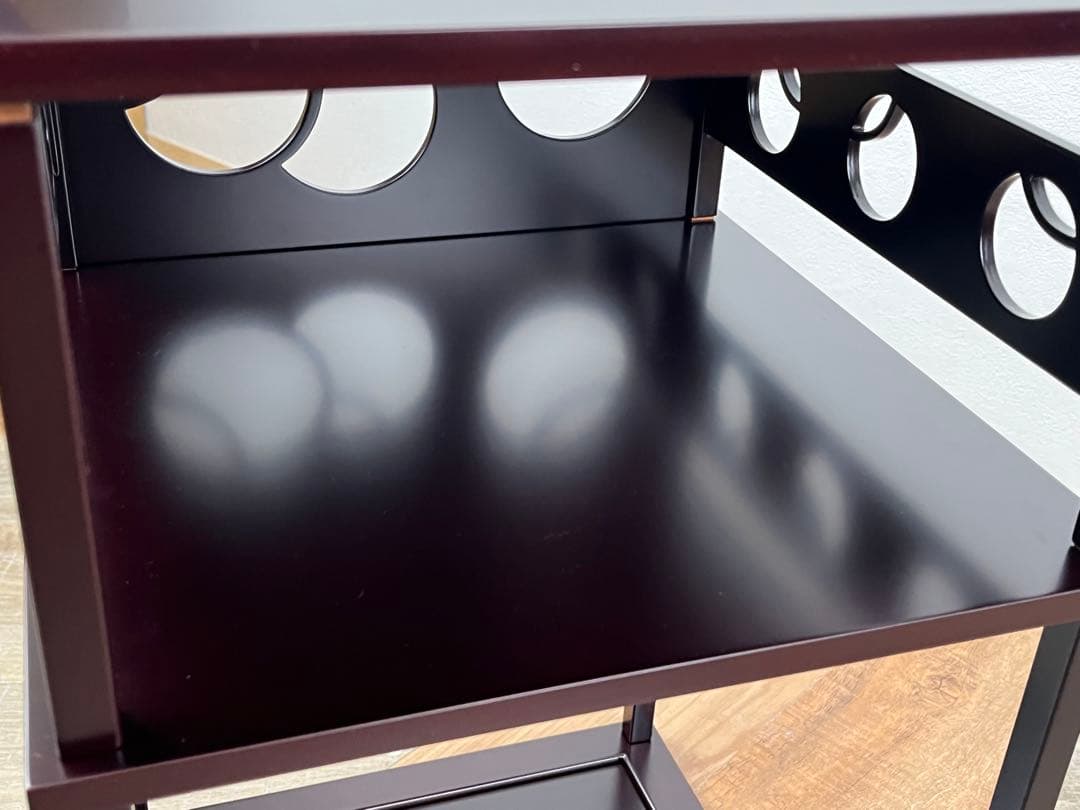 溜塗 壺々透かし 二重棚 紙箱 茶道具 組立式 ツボツボ