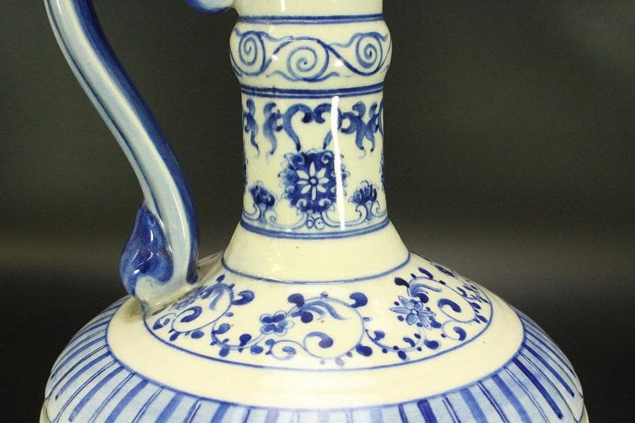 中国美術 青花 纏枝花紋 水注 瓶 中華民国(A884)