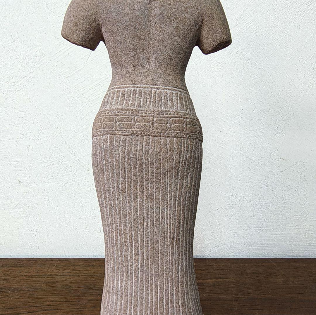 クメール　女神像　砂岩　彫刻　オブジェ　レプリカ　H39cm