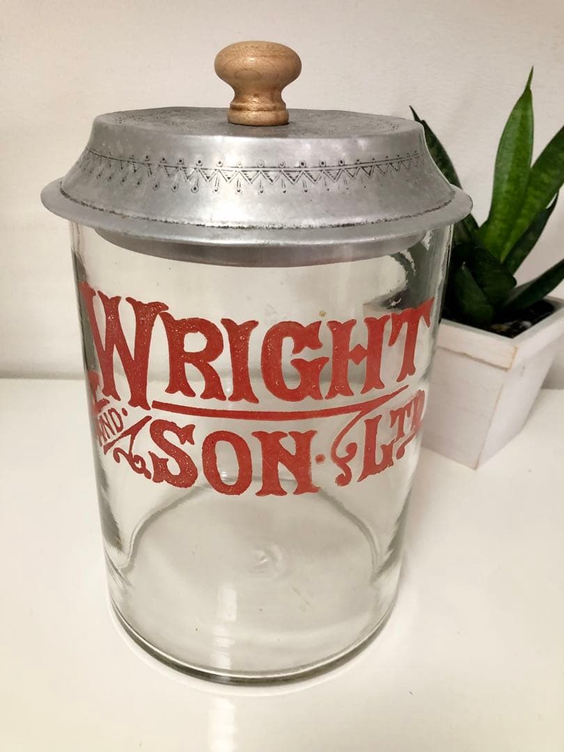 Wright & Son Ltd ビスケットジャー　イギリスアンティーク