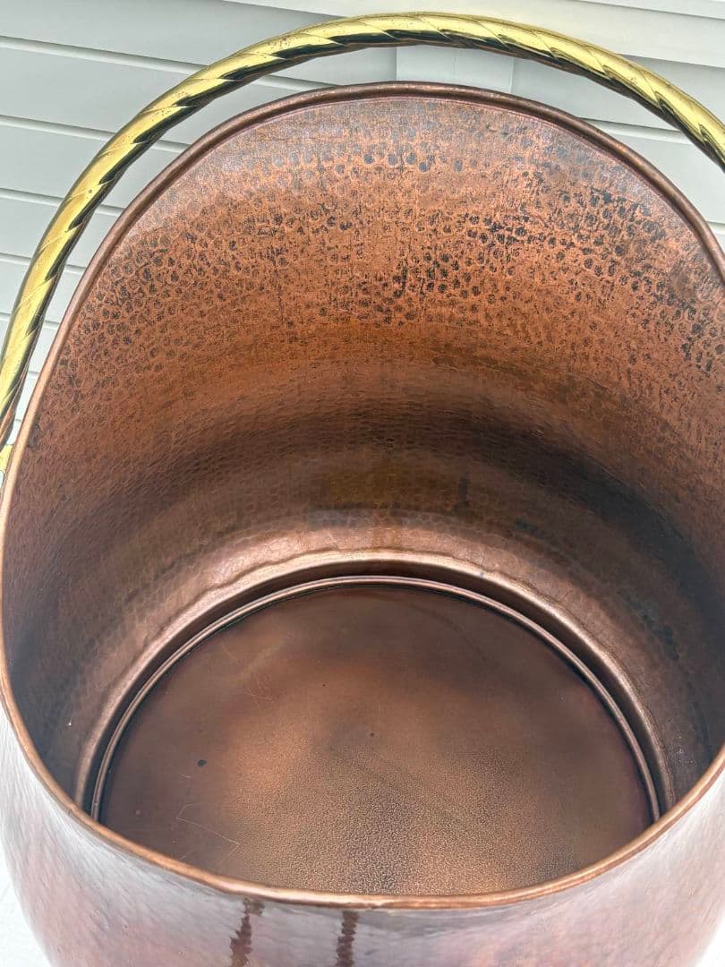 イタリア銅製バケツ☆花入れ☆物入