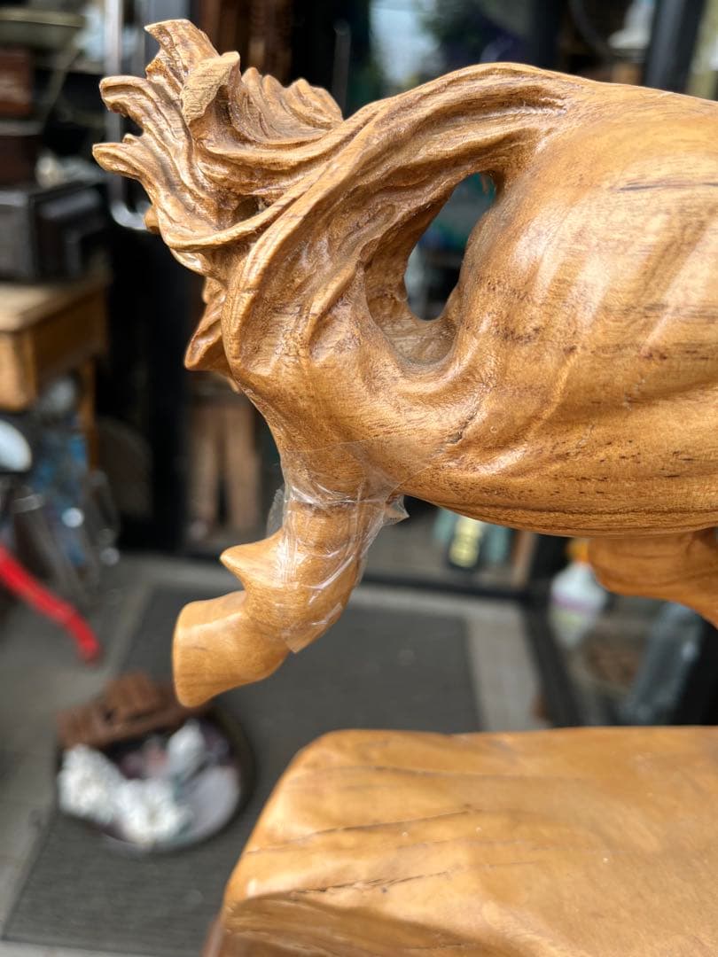 馬の木彫り、木彫り馬、特大95センチ馬群、特大木彫り馬群、９頭の馬、一刀彫り馬群