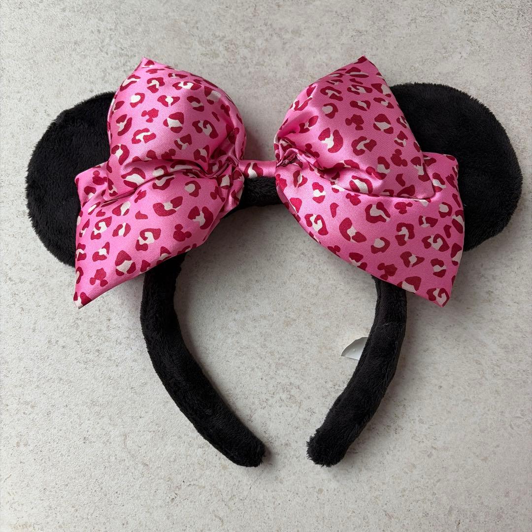 ディズニー ミニー カチューシャ ヒョウ柄 ピンク