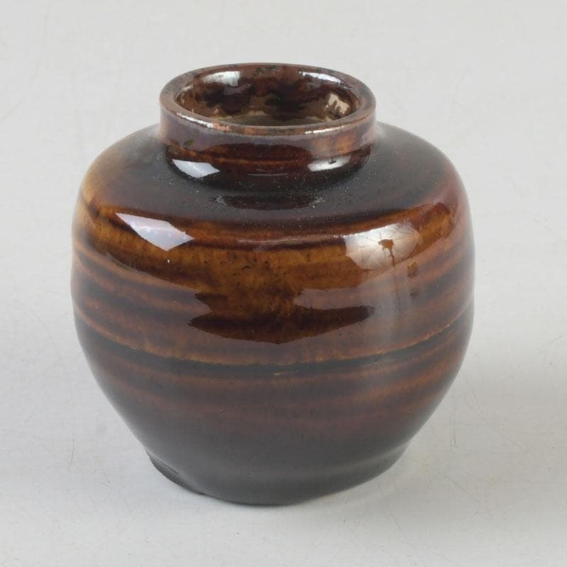 茶道具　瀬戸焼　達郎作　茶入　仕覆付　共箱　V　9689