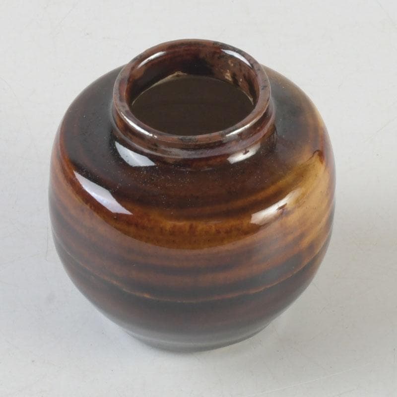 茶道具　瀬戸焼　達郎作　茶入　仕覆付　共箱　V　9689