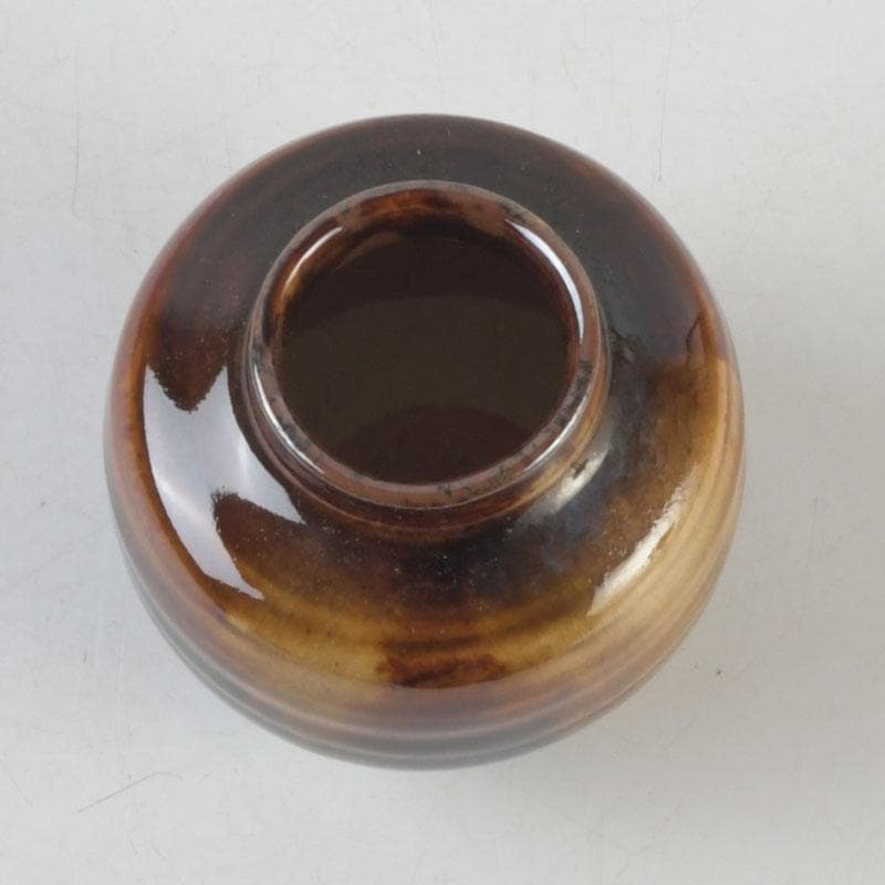 茶道具　瀬戸焼　達郎作　茶入　仕覆付　共箱　V　9689