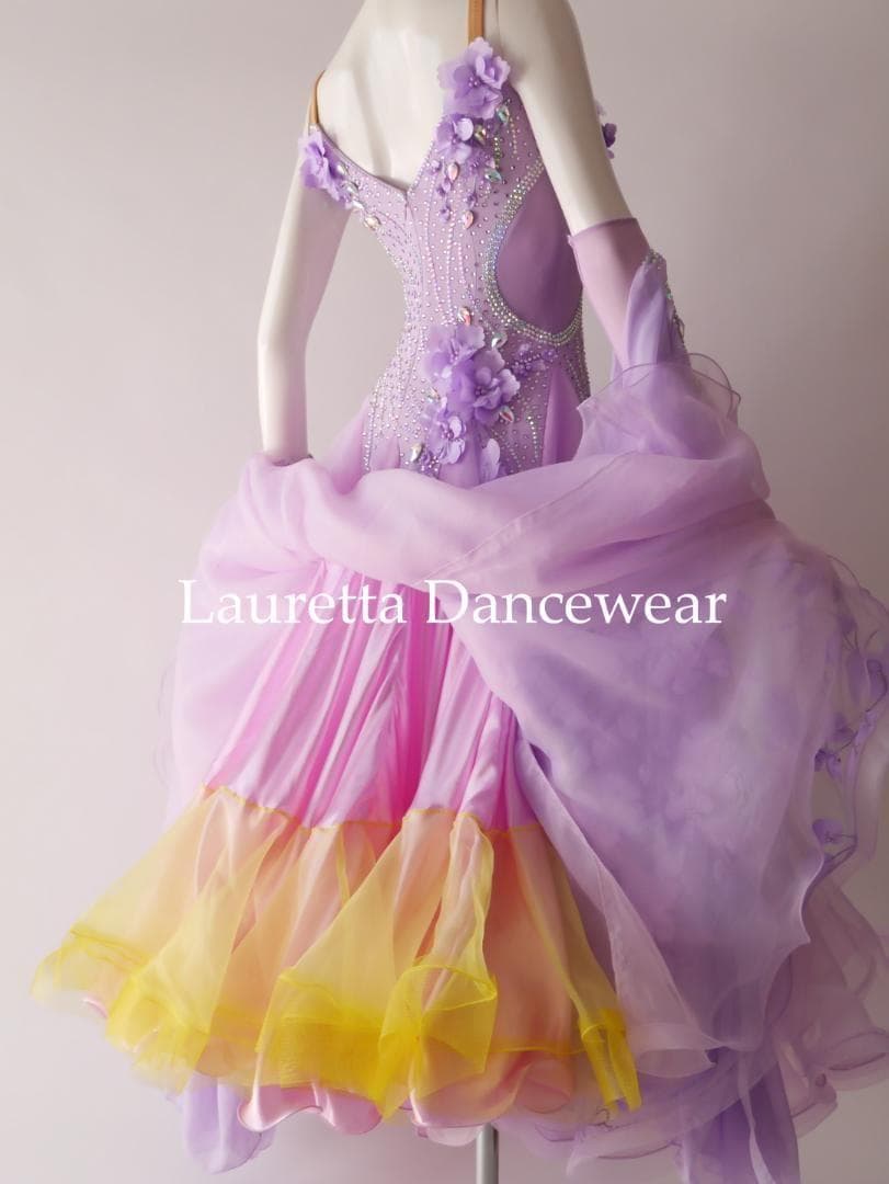 新品未使用 新作社交ダンスドレス スタンダード Ｍ 高級仕様 ラベンダー モダン