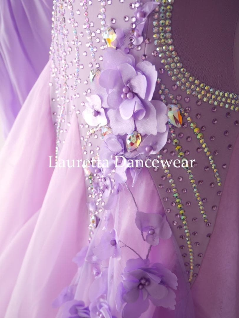 新品未使用 新作社交ダンスドレス スタンダード Ｍ 高級仕様 ラベンダー モダン